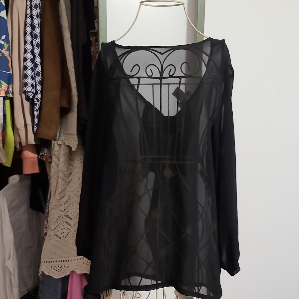Sheer Black Long Sleeve Top